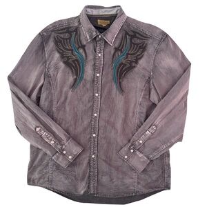 Cowboy Legend Men's Pearl Snap Rockabilly Western Shirt with Embroidery Size XXL